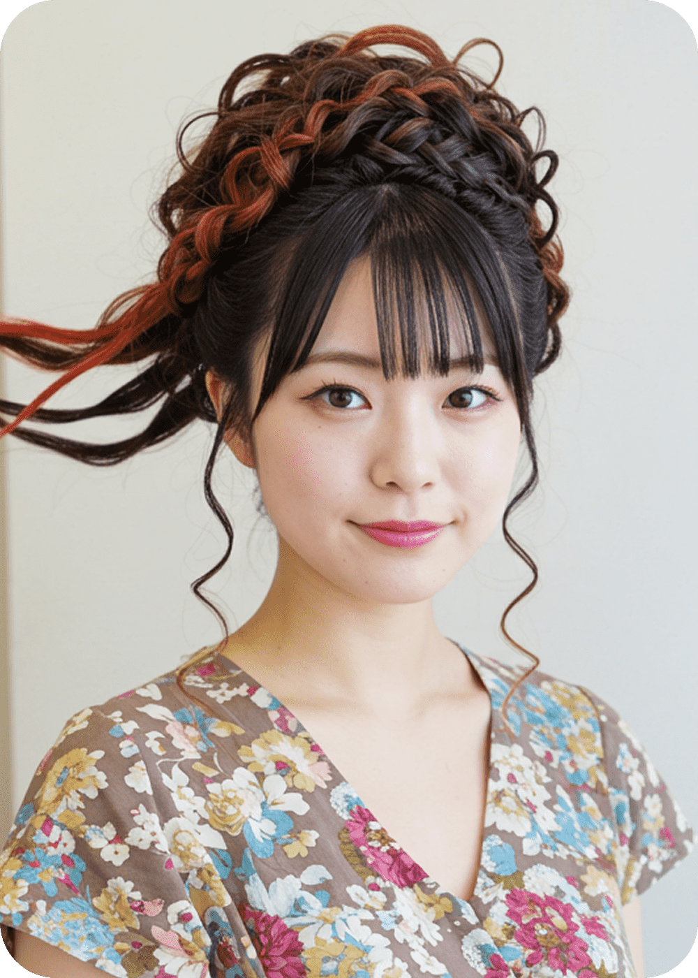 ヘアアレンジをされた女性の正面